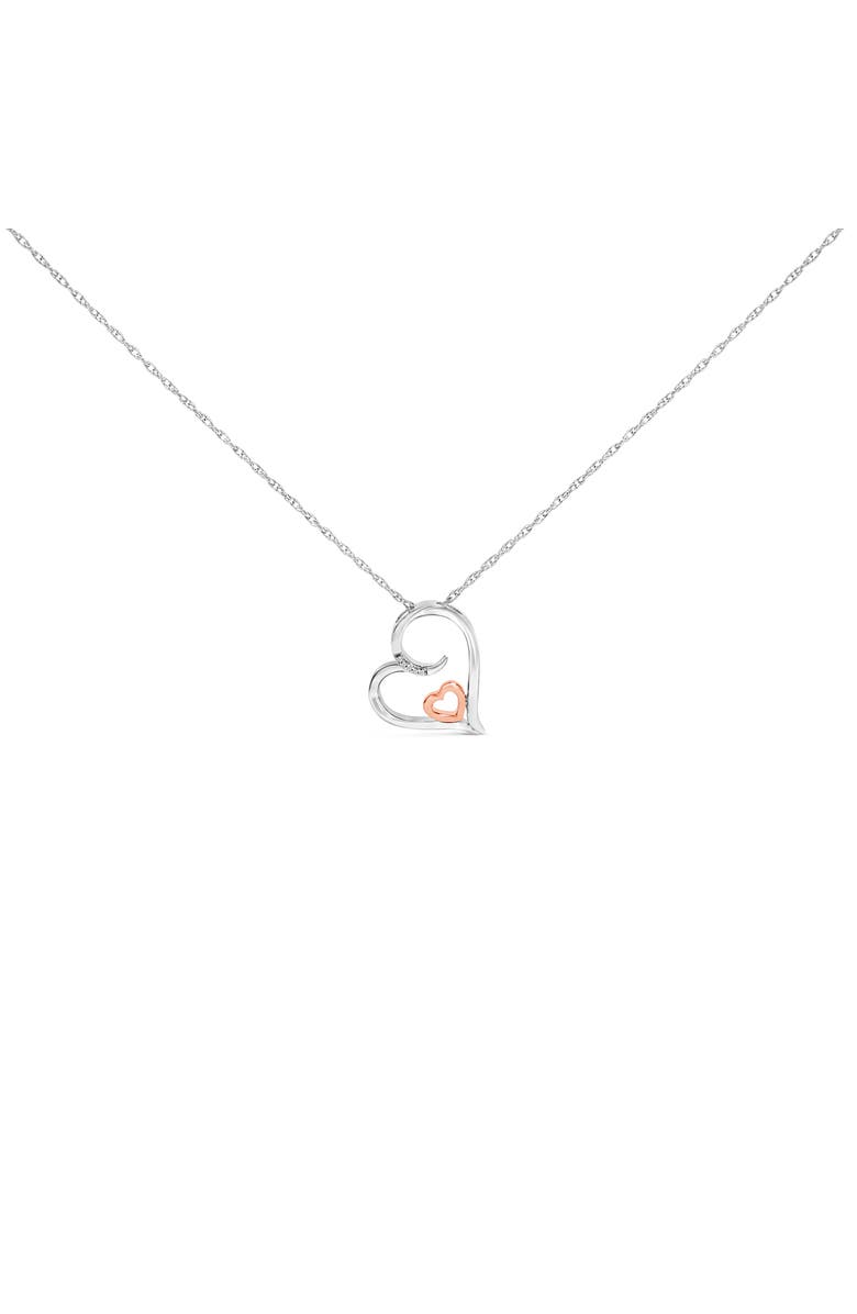 Haus of Brilliance 14K Rose Gold Plated Sterling Silver Diamond Accent Heart Pendant Necklace, Main, color, White Gold Over Silver