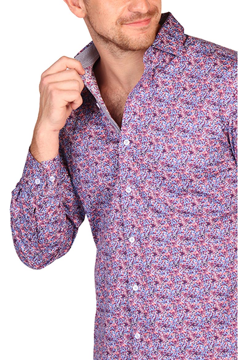 Classic Fit Crimson Floral Button-Down Shirt, Alternate, color, RED MULTI