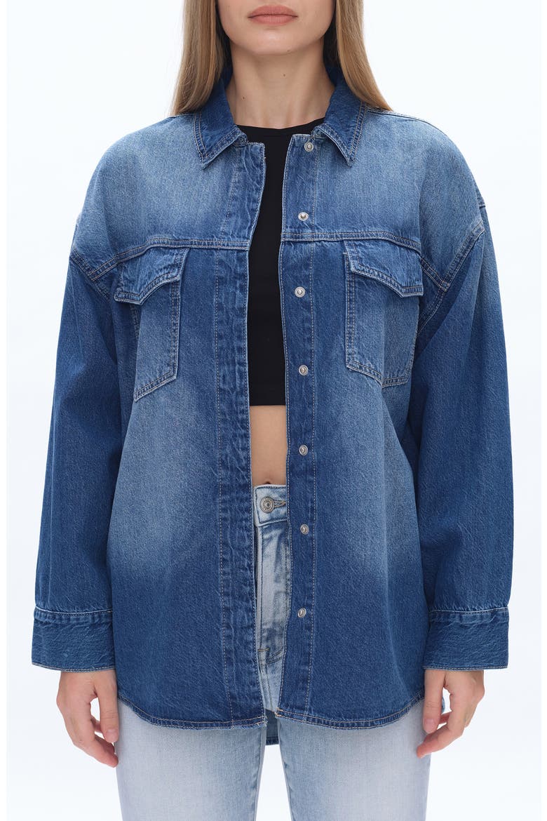 Oversize Denim Shirt Jacket, Main, color, SOFTY