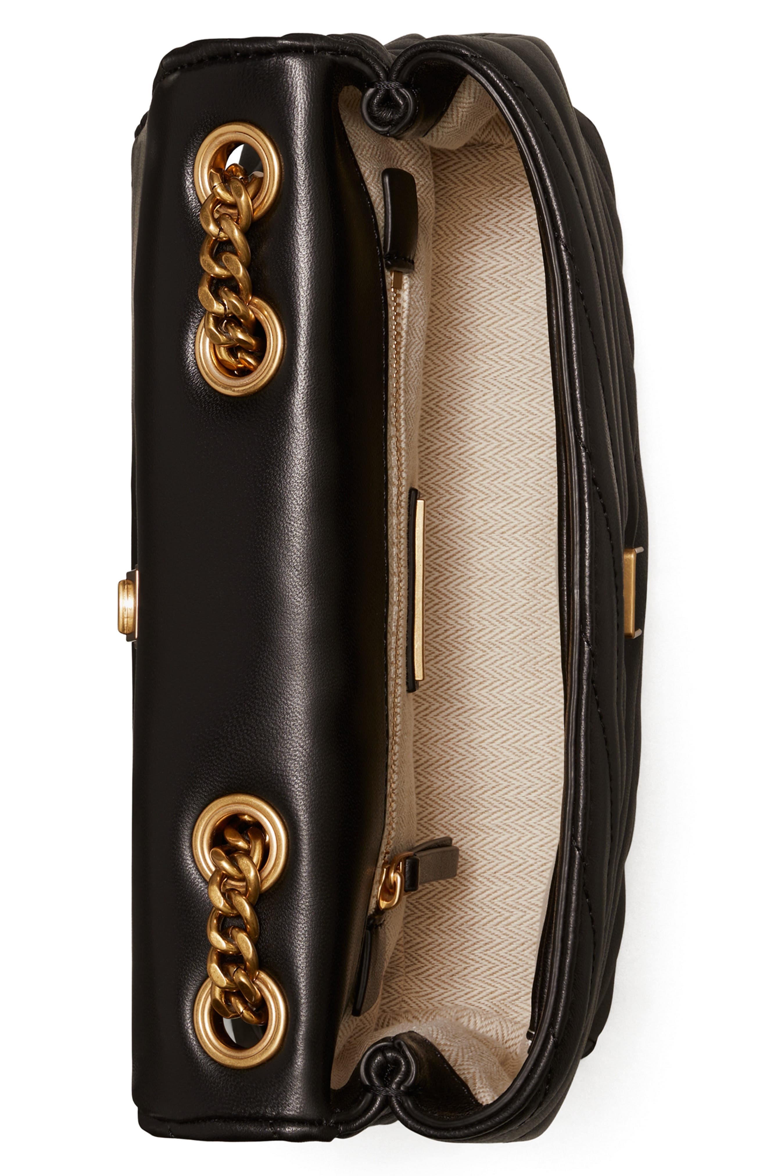 Tory Burch Kira Chevron Quilted Small Convertible Leather Crossbody Bag, Alternate, color, 