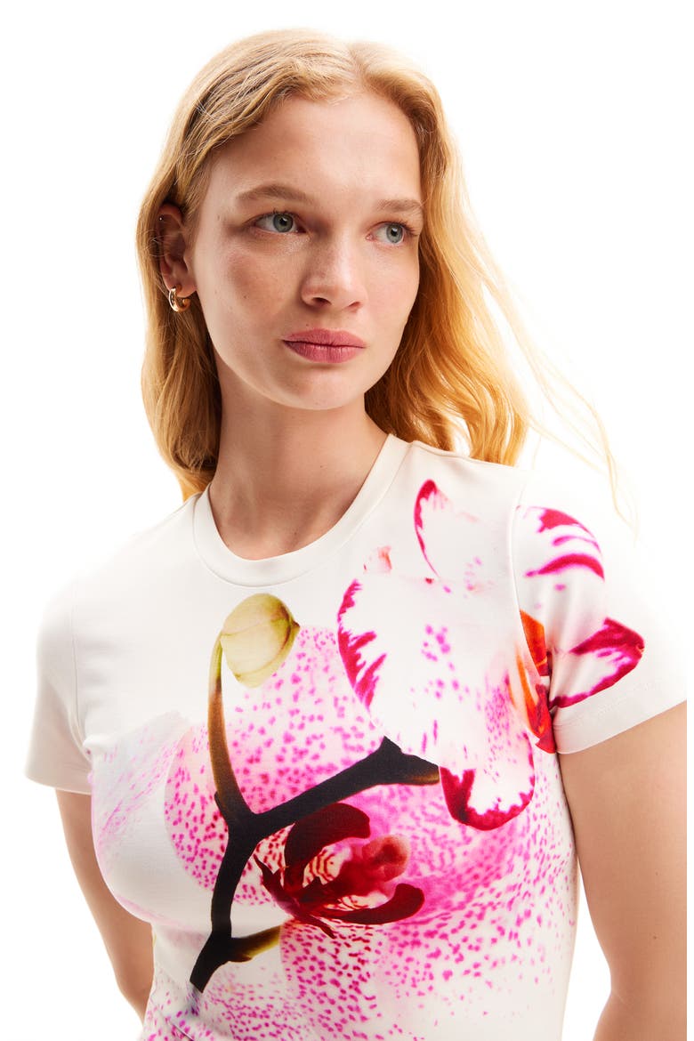 M. Christian Lacroix Orchid Midi Dress, Alternate, color, WHITE