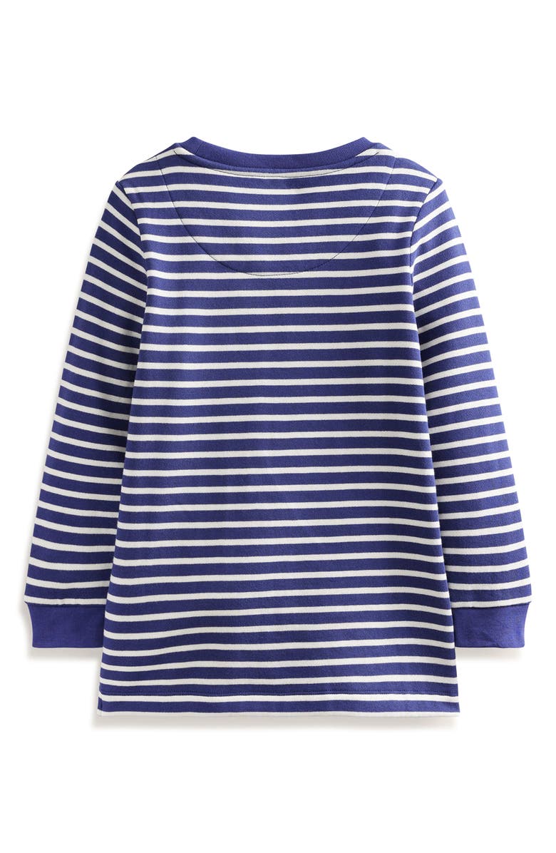 Mini Boden Kids
 Stripe Puppy Pocket Appliqué Long Sleeve T-Shirt, Alternate, color, 
