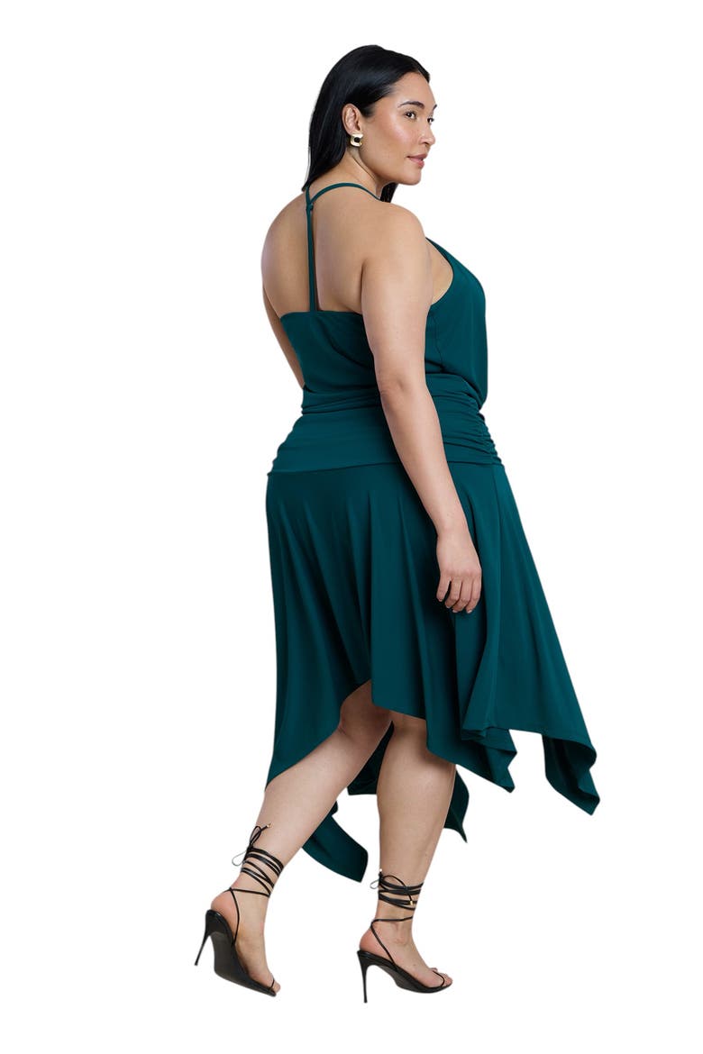 Asym Hem Draped Jersey Midi Dress, Main, color, FOREST BIOME