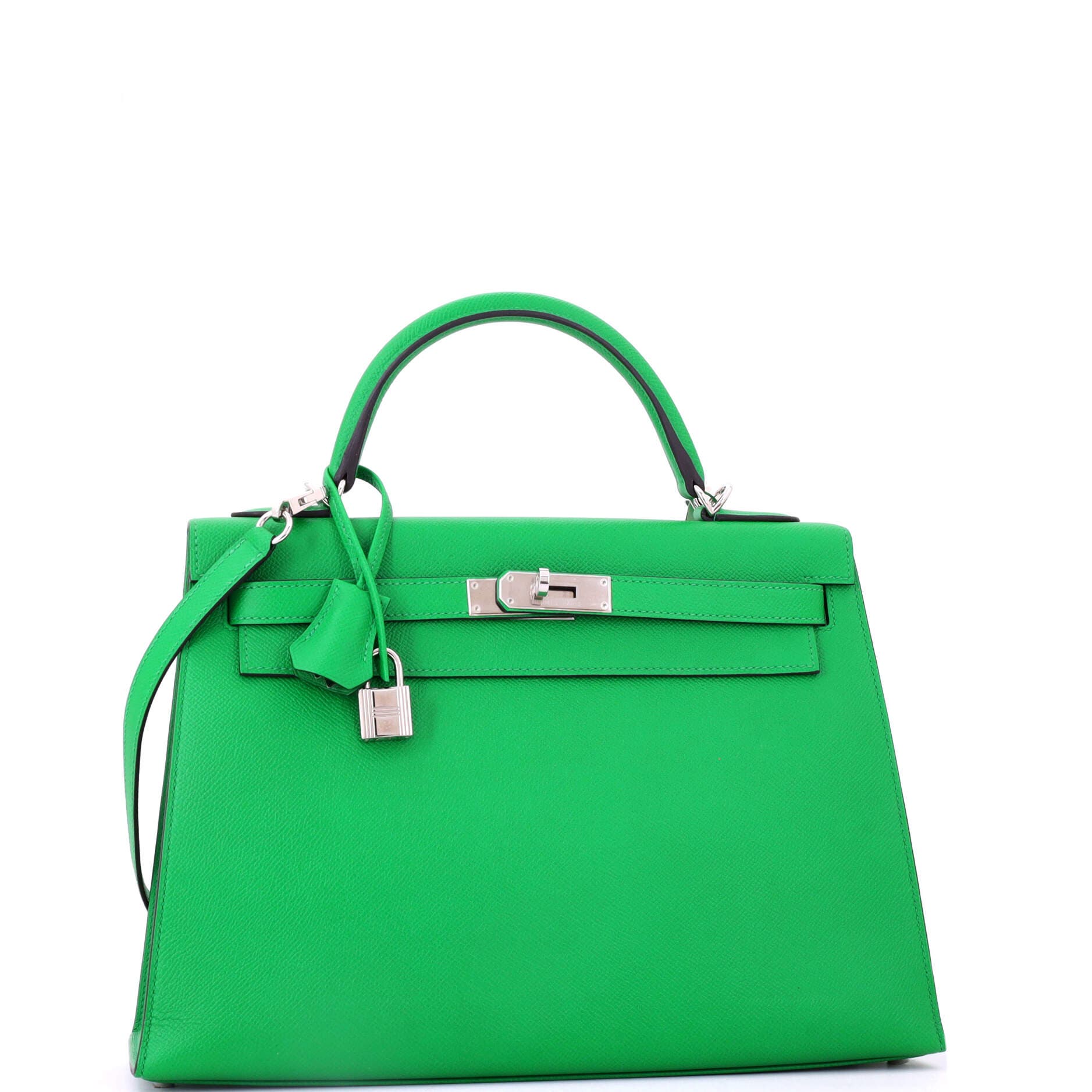 Pre-Owned Hermes Kelly Handbag Green Epsom with Palladium Hardware 32, Alternate, color, Green
