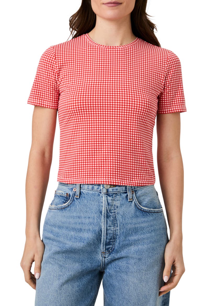 Rallie T-Shirt, Main, color, STRAWBERRY GINGHAM
