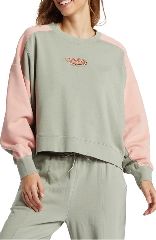 Billabong Hike Date Colorblock Sweatshirt in Seagrass 