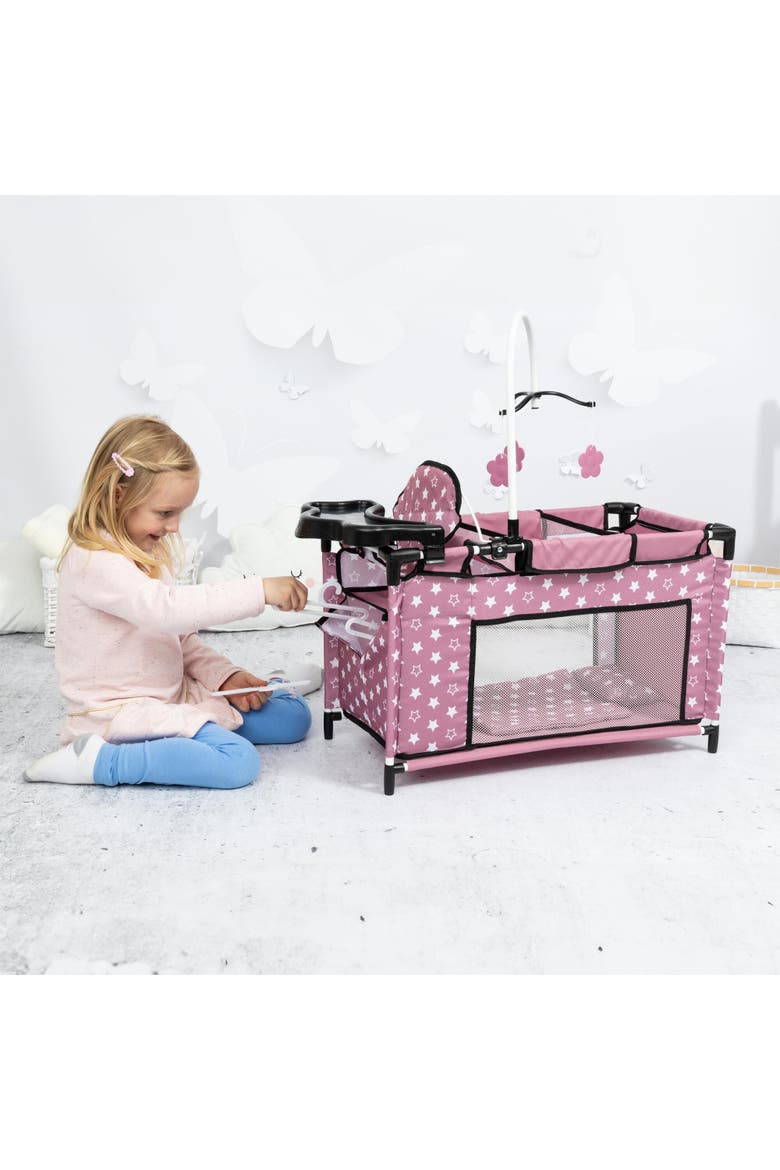 Doll Travel Multi Bed, Playpen Care Center, For Dolls Up to 18 Inches, Kid 3+, Alternate, color, Multicolored