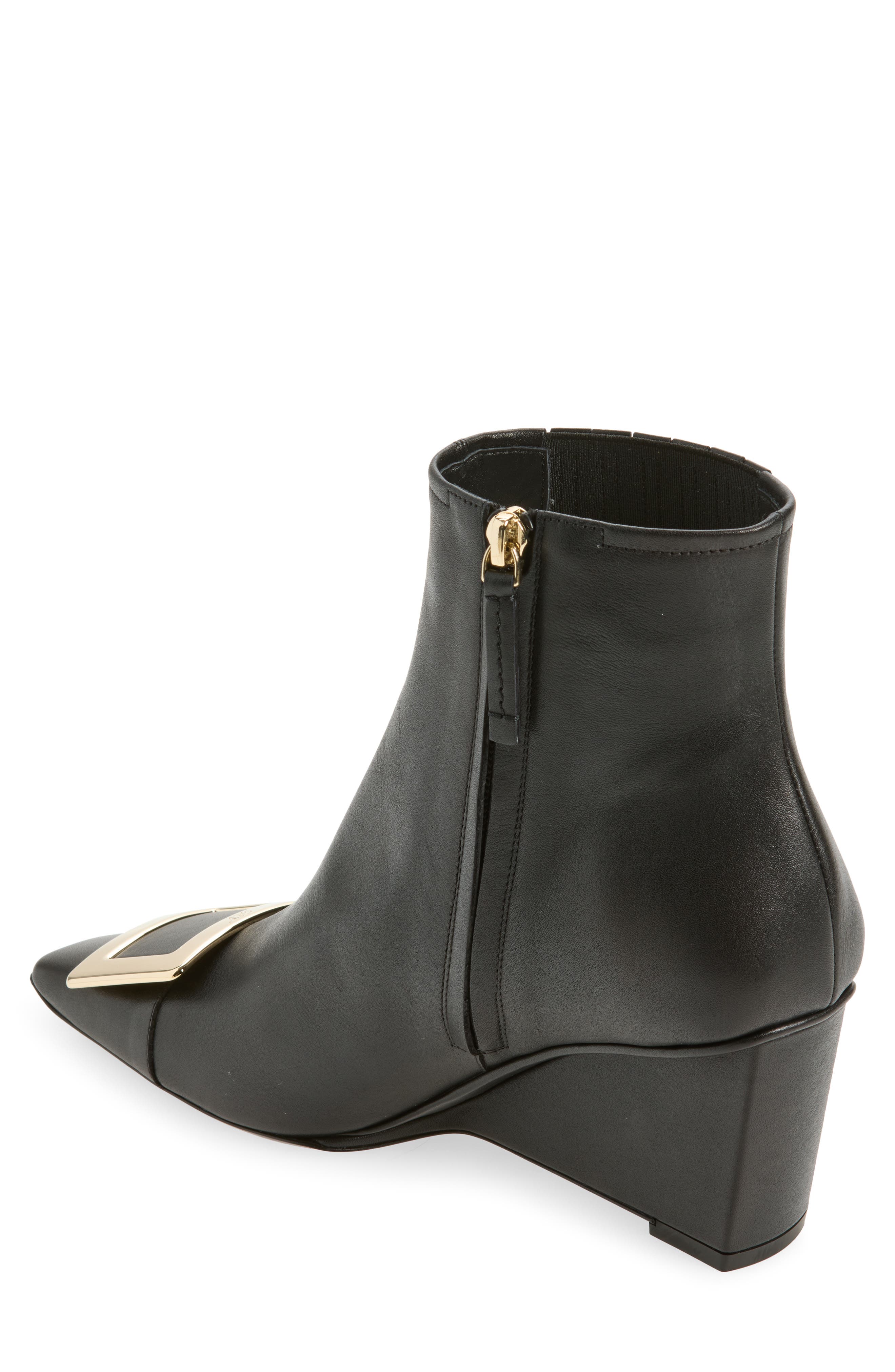 Belle Vivier Leather Wedge Bootie, Alternate, color, NERO
