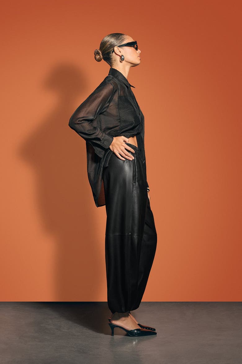 Vegan Leather Balloon Jogger, Alternate, color, BLACK