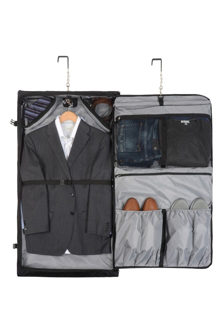 Solutions Premium Garment Bag with shoulder strap and multiple pockets, Alternate, color, Black