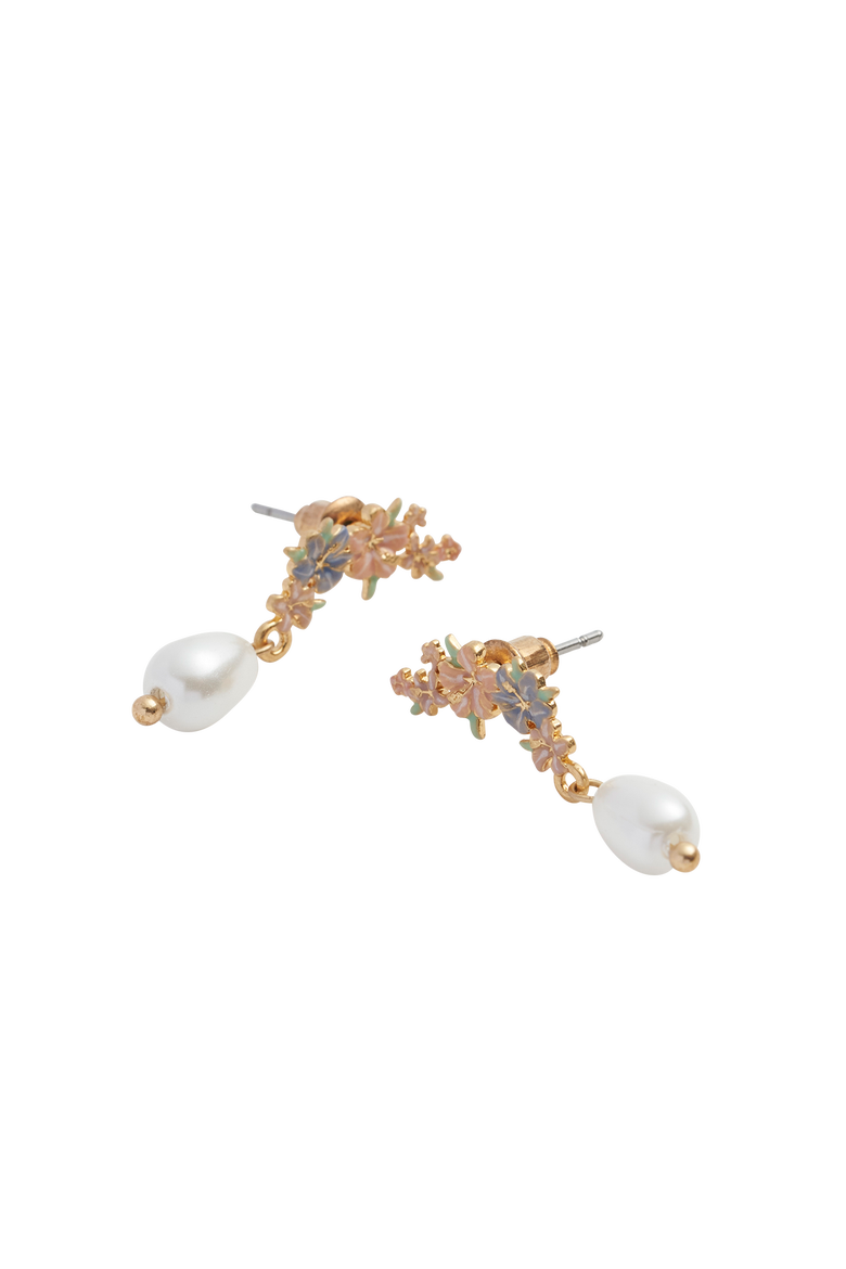 Hibiscus & Pearl Earrings, Alternate, color, Multi & Gold