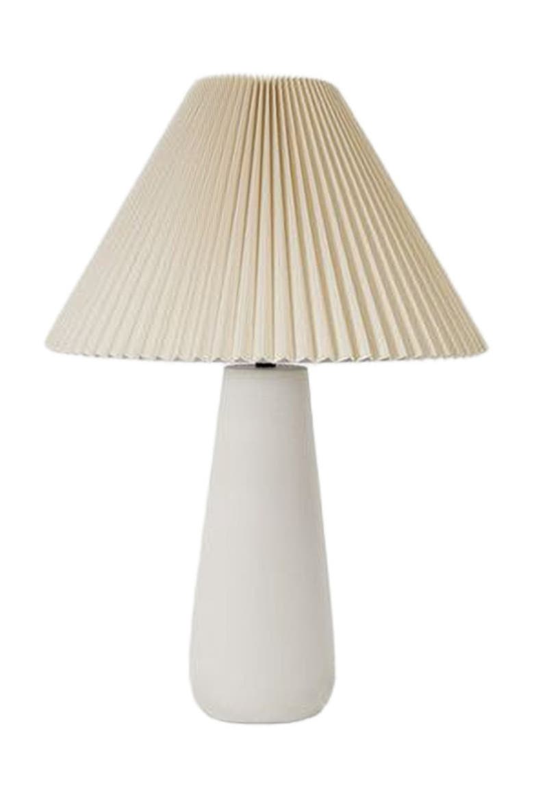 Gwen 25" LED Modern Table Lamp with Cream Pleated Fabric Shade and Weighted Base, Bulb Included, Main, color, Cream