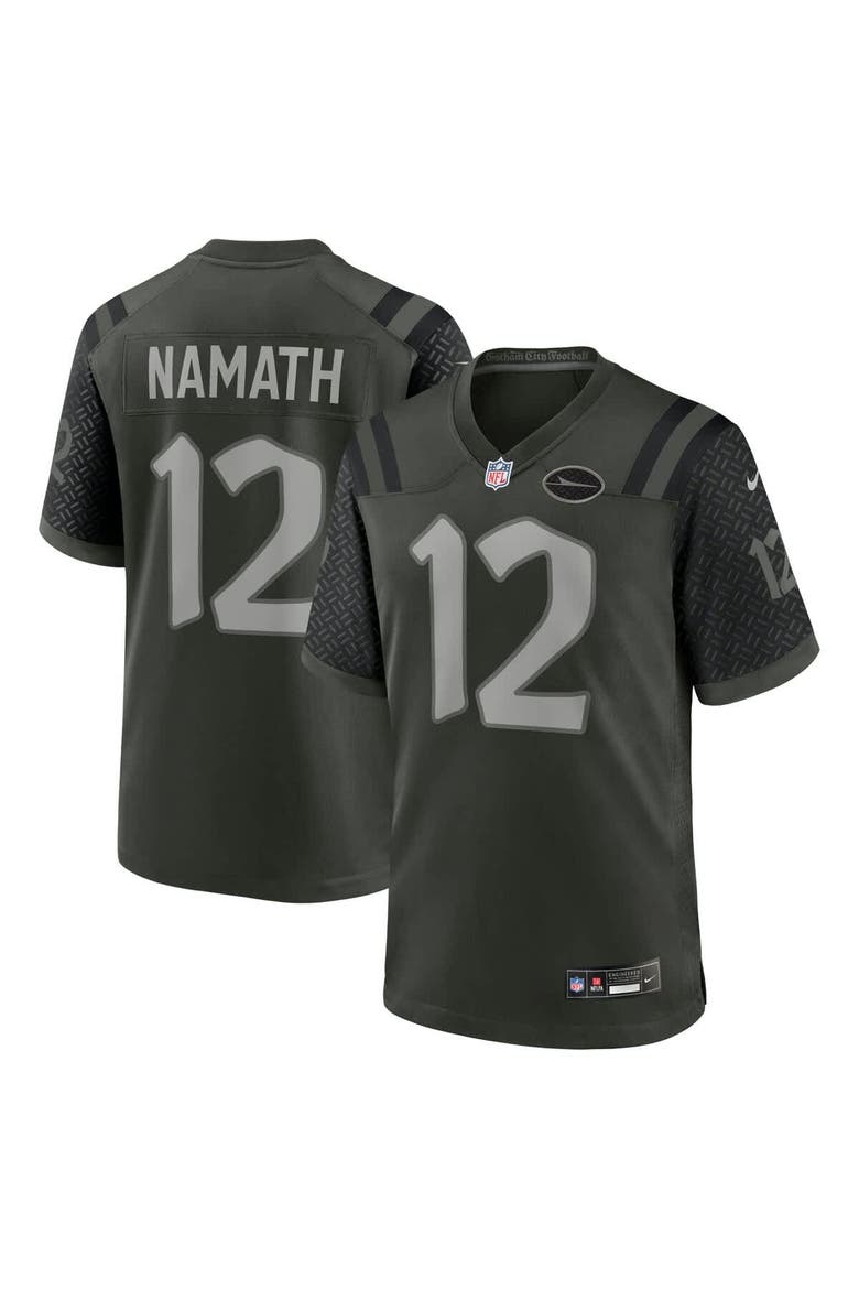 Men's Nike Joe Namath Gotham Green New York Jets 2025 Rivalries Collection Retired Player Game Jersey, Main, color, Green