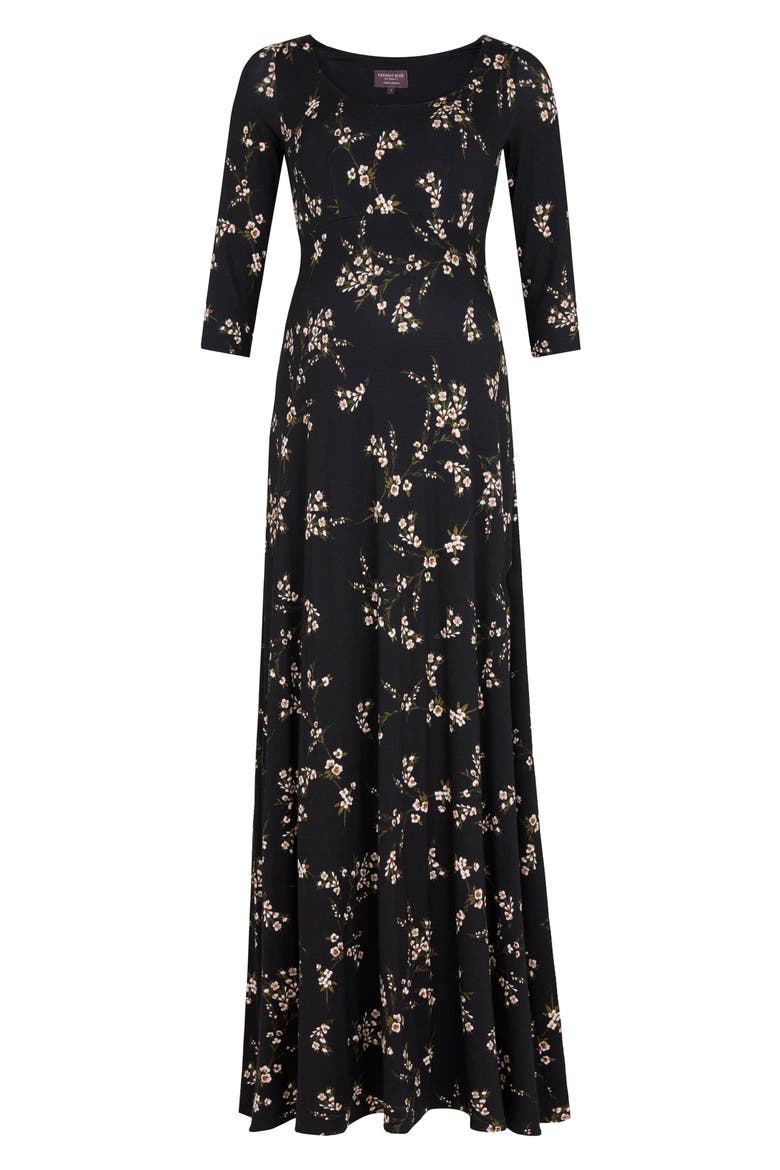 Samantha Maternity Maxi Dress, Alternate, color, BLACK