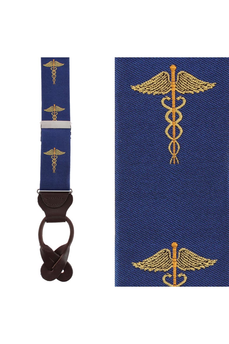 Medical Marvel Novelty Silk Button End Suspenders, Main, color, Navy Blue
