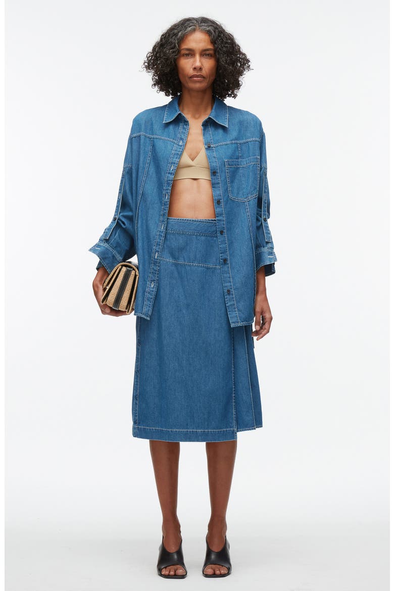 Oversized Cotton Chambray Shirt, Alternate, color, INDIGO