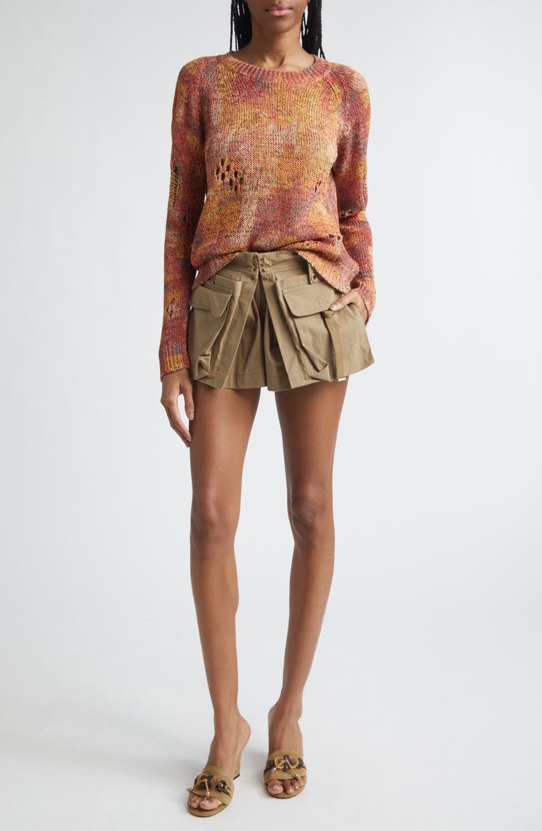 Isabel Marant Haby Openwork Ladder Stitch Sweater, Alternate, color, Orange