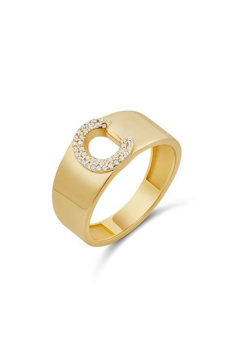 Pavé Signet Initial Ring