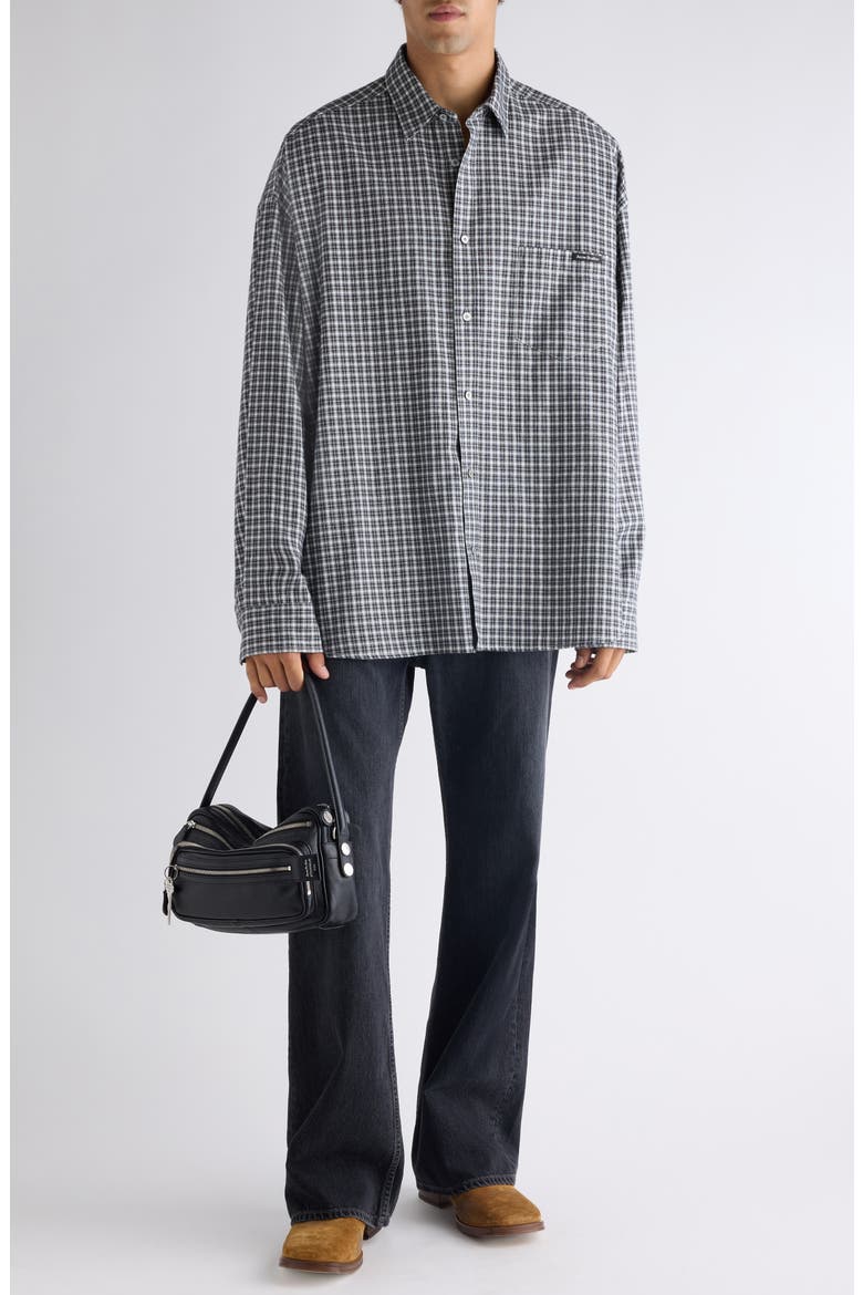 Soffia Relaxed Fit Check Flannel Button-Up Shirt, Alternate, color, BLACK/ WHITE