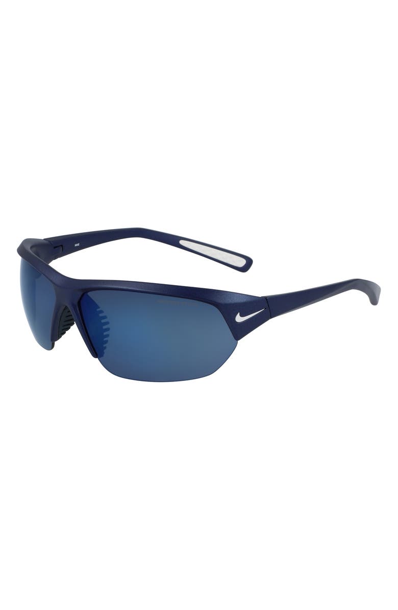 Nike Skylon Ace 69mm Wrap Sunglasses, Alternate, color, Matt Obsidian/ Grey W/ Blue F