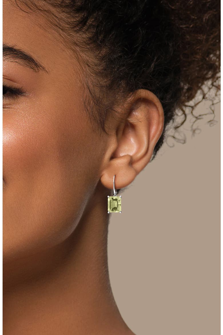 Octagon Cut Green Quartz Drop Earrings, Alternate, color, GREEN