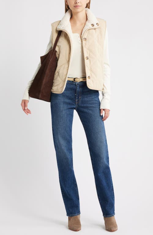 Treasure & Bond Faux Shearling Quilted Reversible Vest In Yellow
