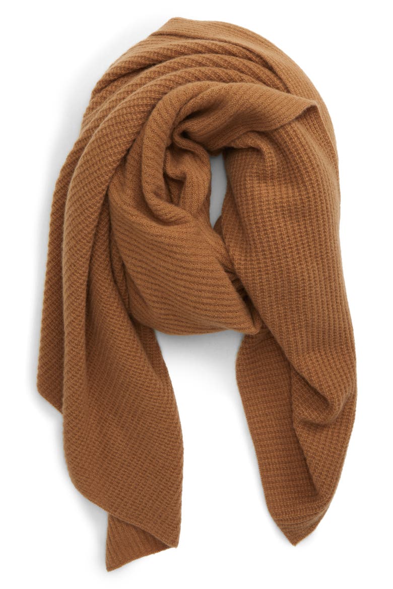 Textured Cashmere Scarf, Main, color, BROWN SUGAR