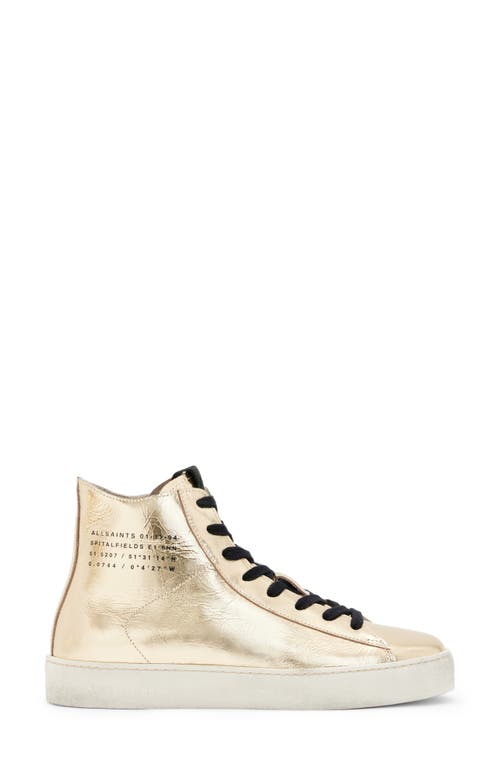 Allsaints Tana Metallic Leather High Top Sneaker In Gold