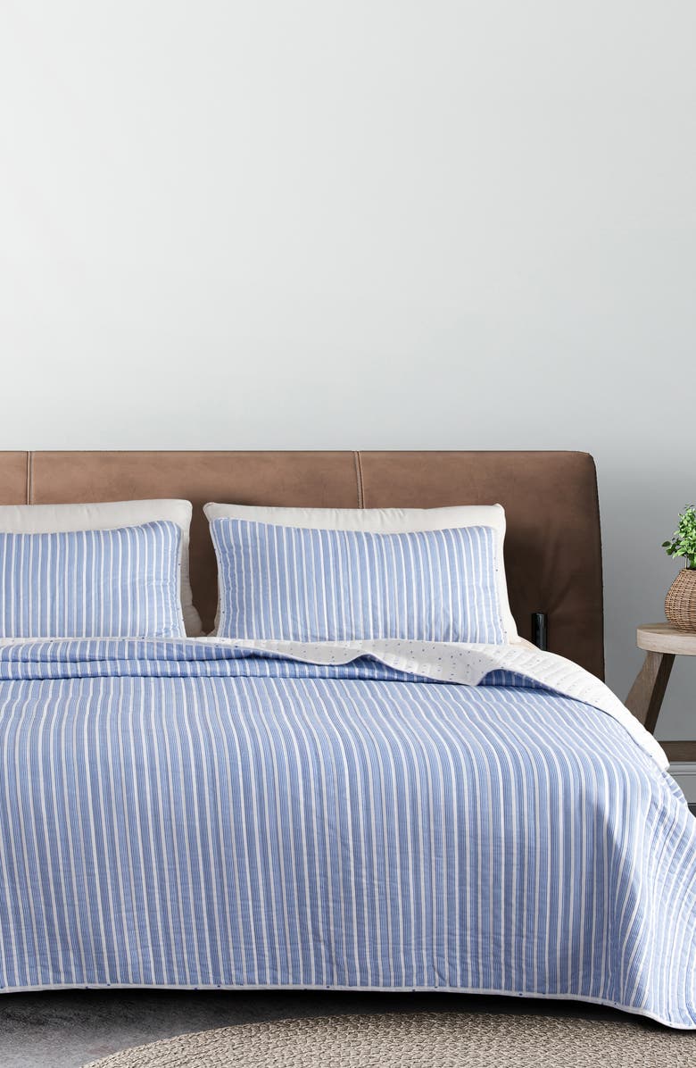 Woven & Weft Stripe Quilt & Sham Set, Alternate, color, Blue