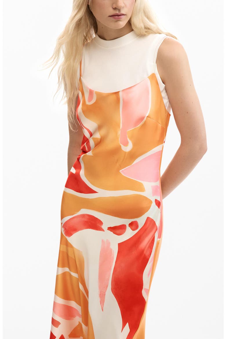 Two-Piece Satin Midi Dress, Alternate, color, ORANGE