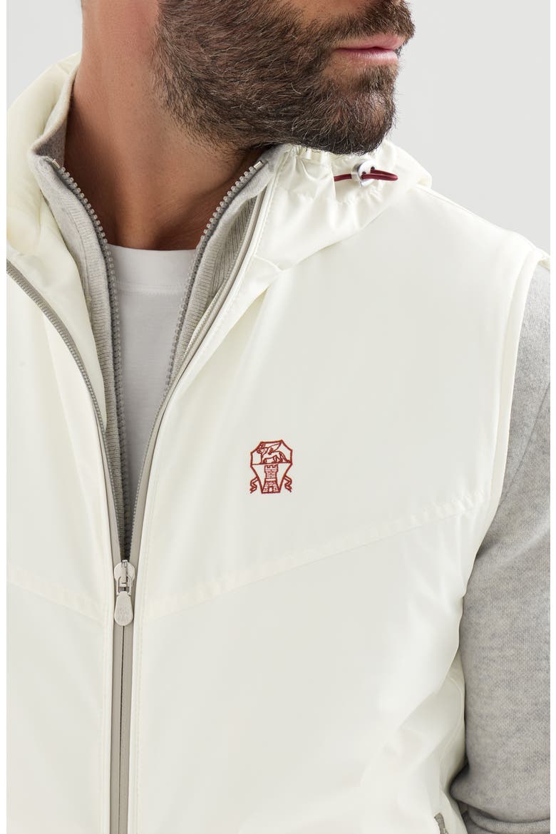 Bonded nylon hooded vest with Thermore® padding and logo, Alternate, color, Off-White