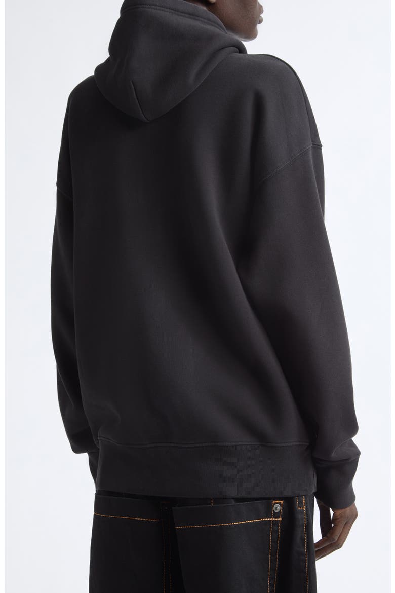 Oversize Trompe l'Oeil Lingerie Zip Graphic Hoodie, Alternate, color, BLACK