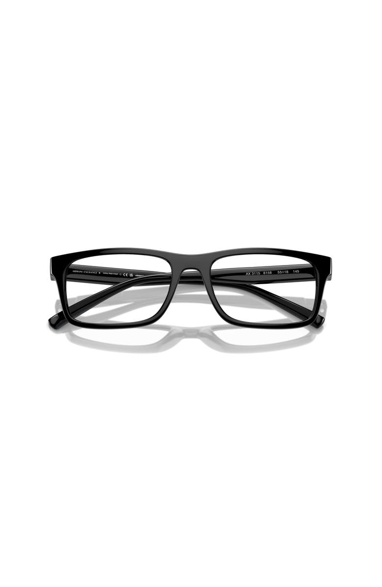 Armani Exchange 55mm Rectangle optical glasses, Alternate, color, Black