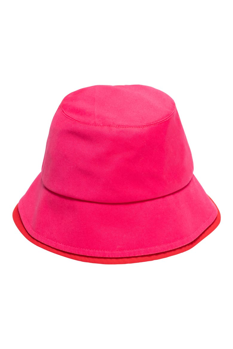 Double Brim Bucket Hat, Main, color, FUCHSIA/ RED