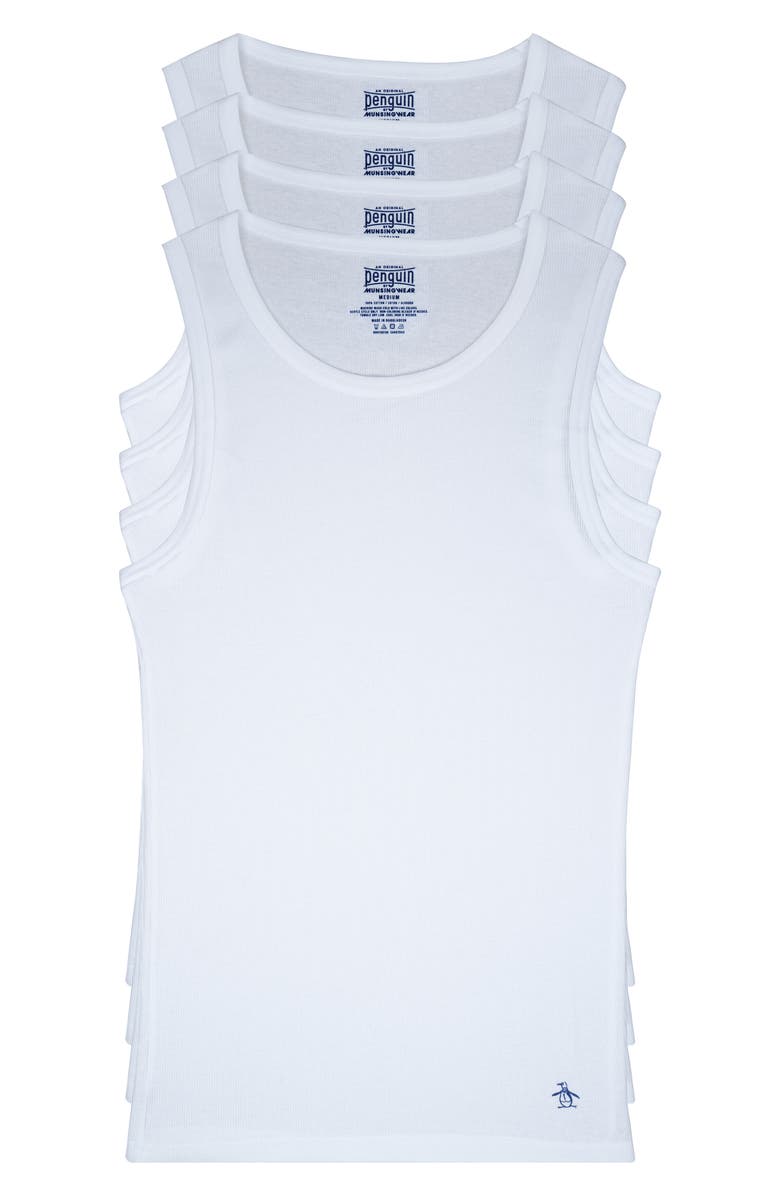 Original Penguin Pack of 4 Cotton Tank Tops, Main, color, White