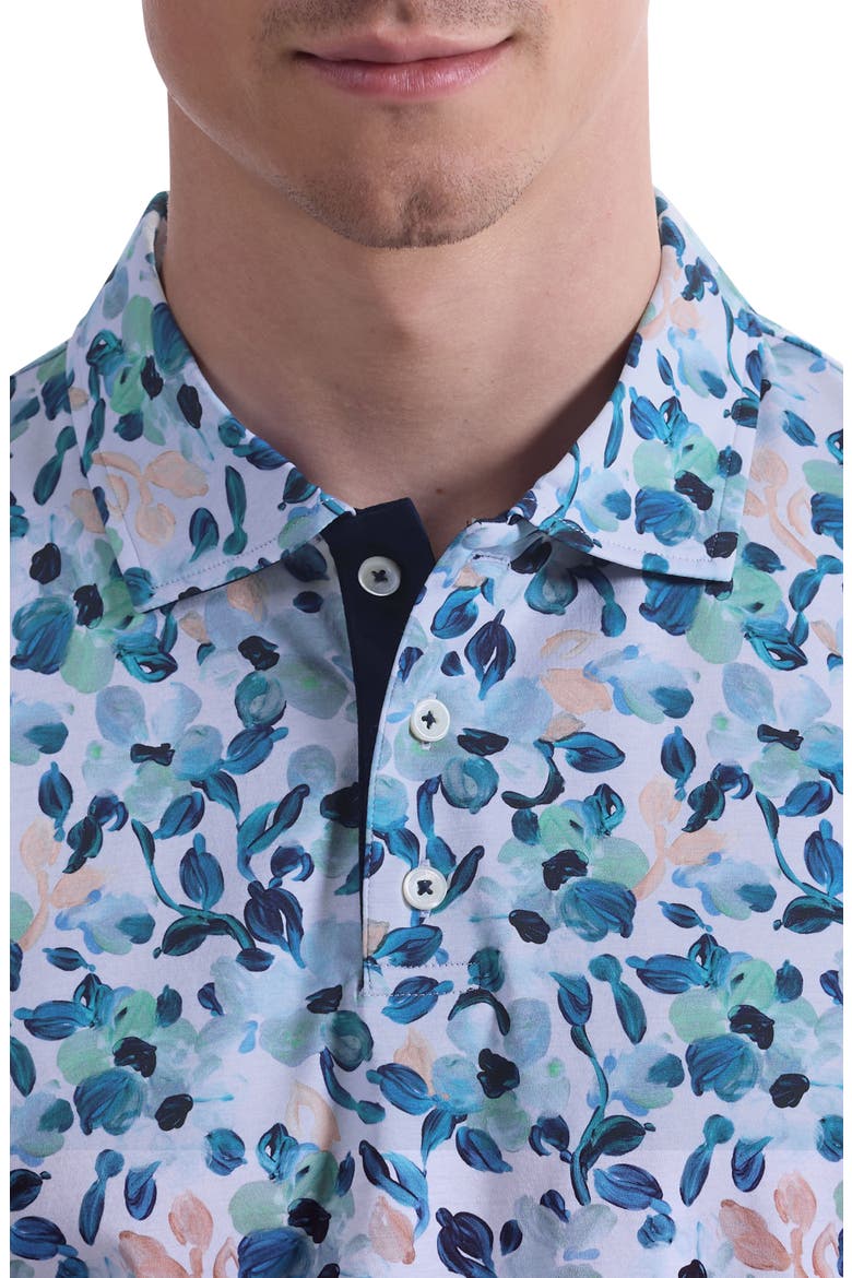 Hendrix Digital Abstract Floral Print Pima Cotton Polo, Alternate, color, MENTHOL