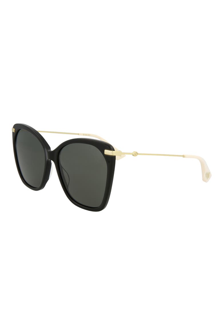 56MM Cat Eye Sunglasses, Alternate, color, BLACK GOLD GREY