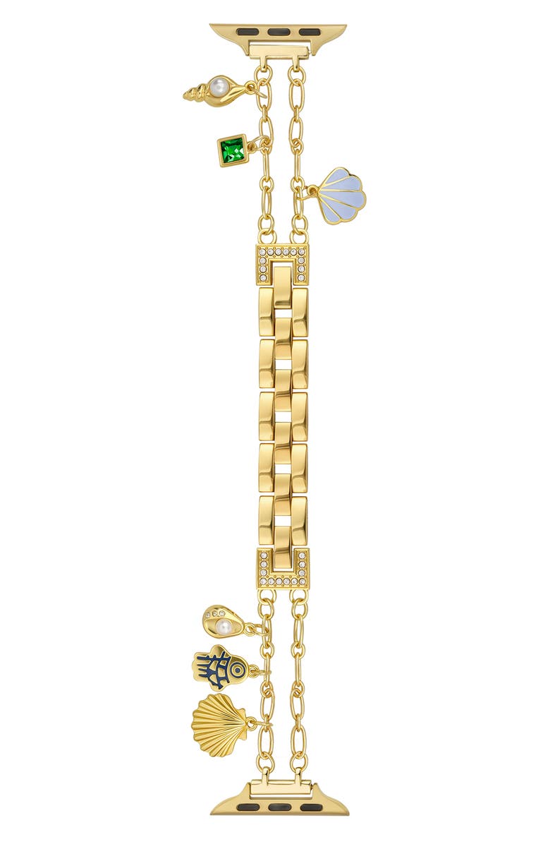 BCBG Paperclip Charm Apple Watch<sup>®</sup> Watchband, Alternate, color, Gold