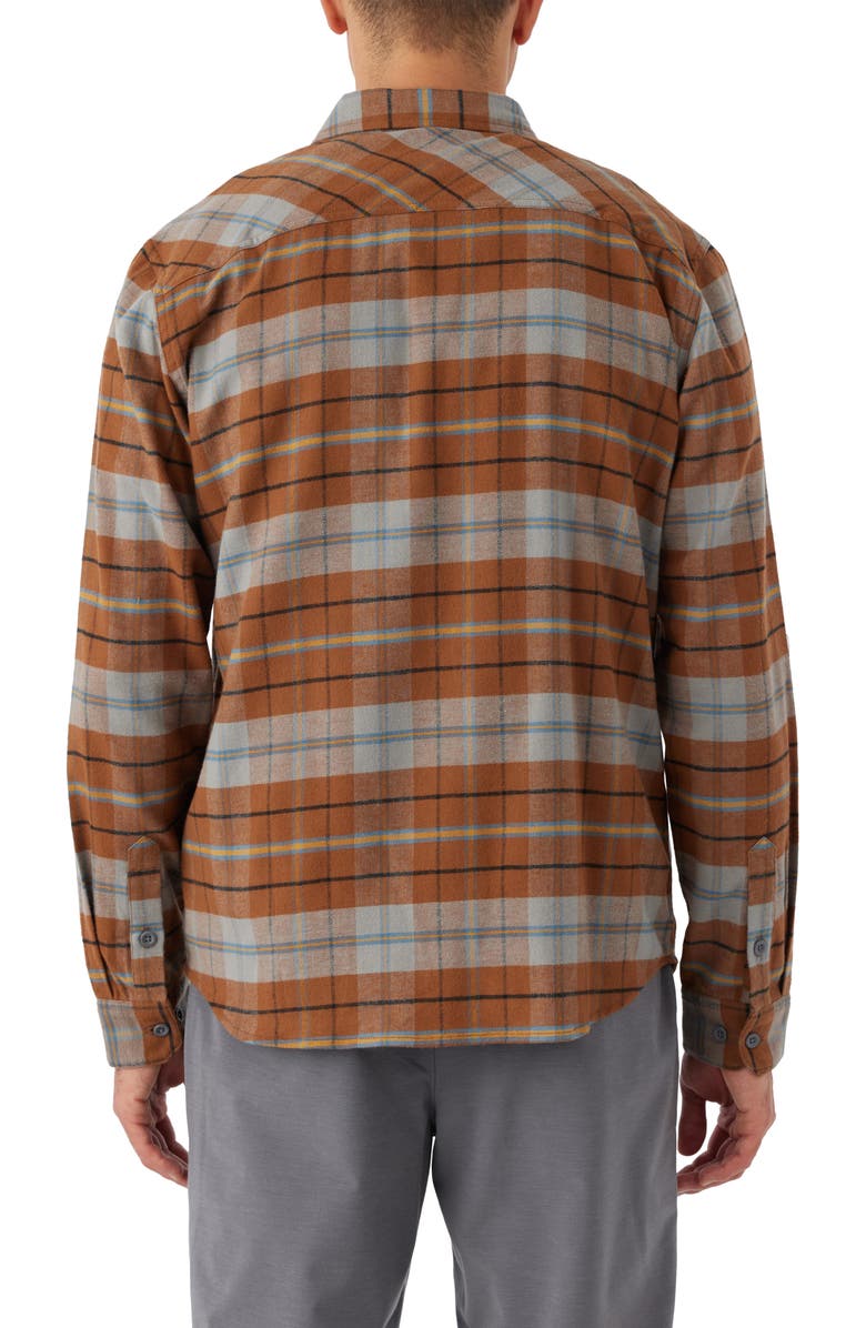 O'Neill Redmond Plaid Stretch Flannel Button-Up Shirt, Alternate, color, Medium Brown