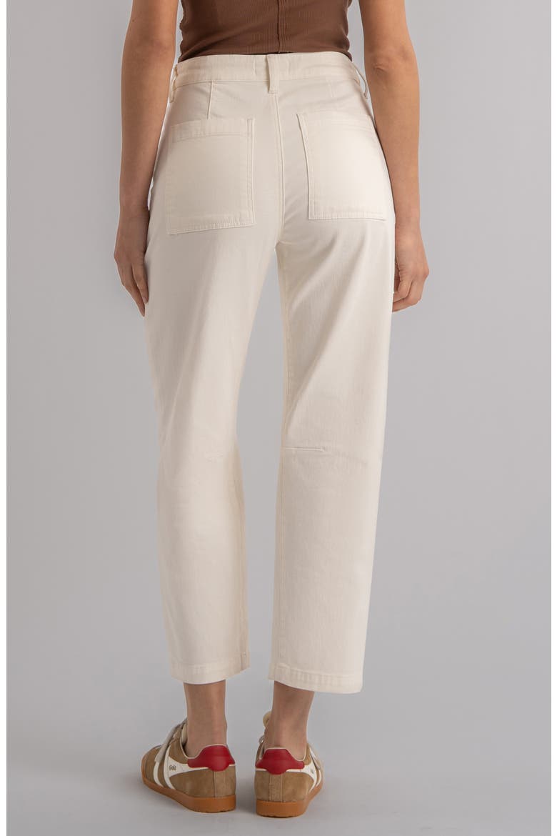 Ashton Drawstring High Waist Crop Barrel Jeans, Alternate, color, ECRU