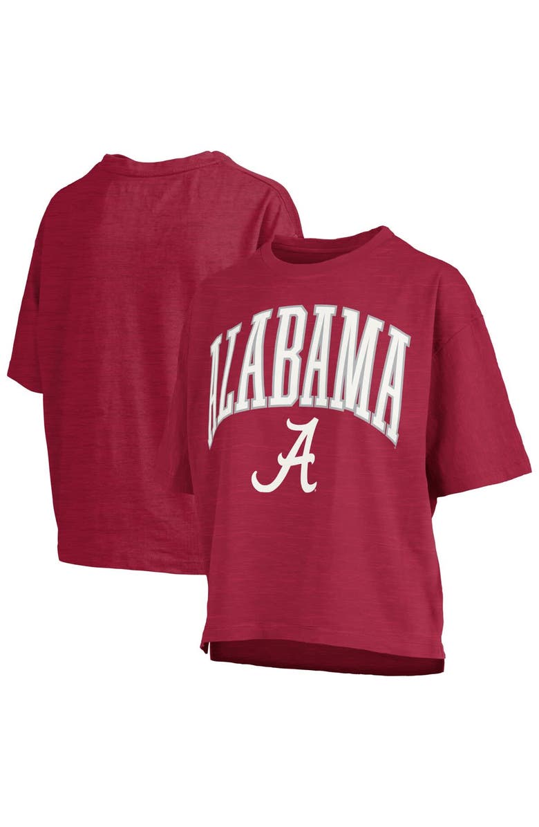 PRESSBOX Women's Pressbox Crimson Alabama Crimson Tide Nelson Arch Over Logo Waist Length Oversized Slub T-Shirt, Main, color, Crimson