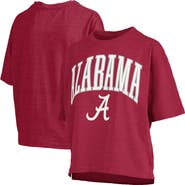 PRESSBOX Women's Pressbox Crimson Alabama Crimson Tide Nelson Arch Over Logo Waist Length Oversized Slub T-Shirt