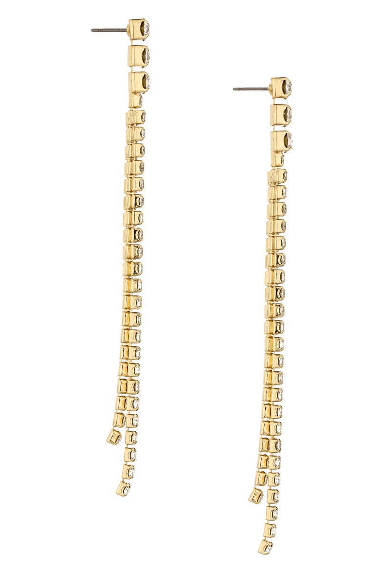 Crystal Fringe Drop Earrings, Alternate, color, GOLD