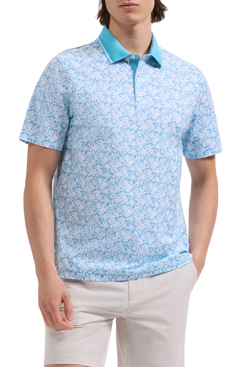 Vidal OoohCotton® Watercolor Floral Polo, Main, color, TEAL