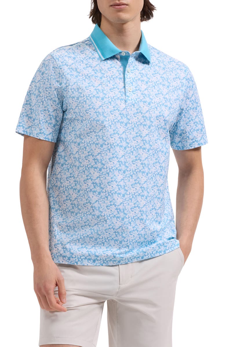 Bugatchi Vidal OoohCotton<sup>®</sup> Watercolor Floral Polo, Main, color, Teal