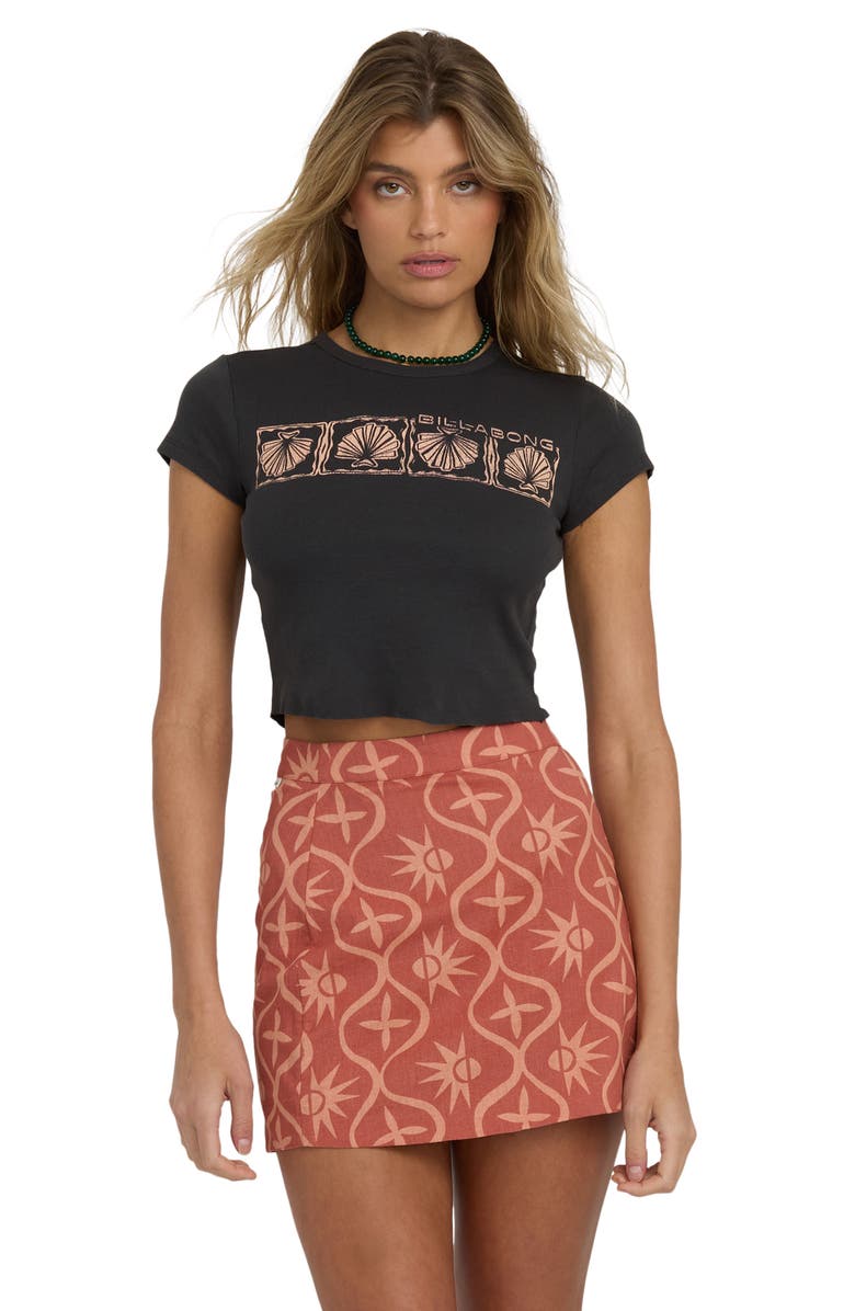 Billabong Wave Washed Printed Cotton & Linen Miniskirt, Alternate, color, Dark Chino