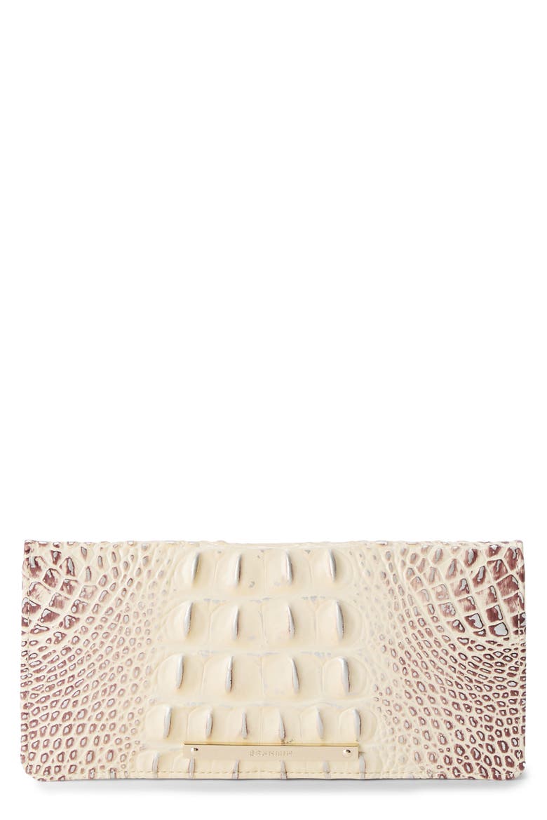 Adelle Croc Embossed Leather Wallet, Main, color, GINGER