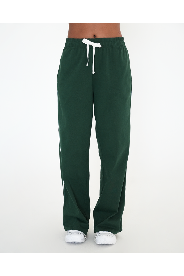 Rugby Piping Relaxed Wide Leg Pant, Main, color, Green/White