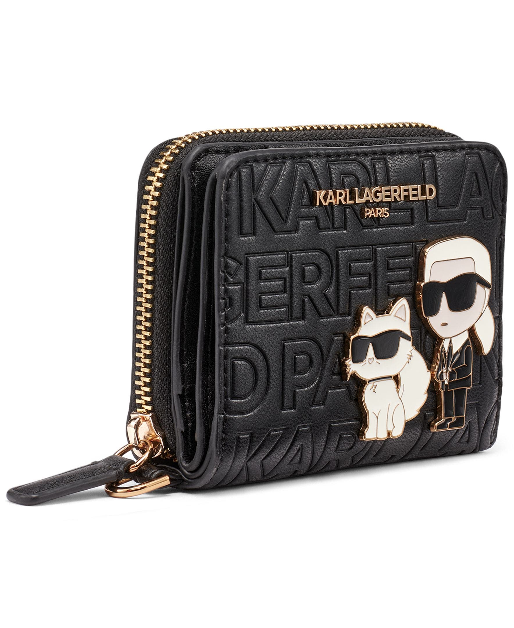 KARL LAGERFELD PARIS Meribel Wallet, Alternate, color, Black/Gold
