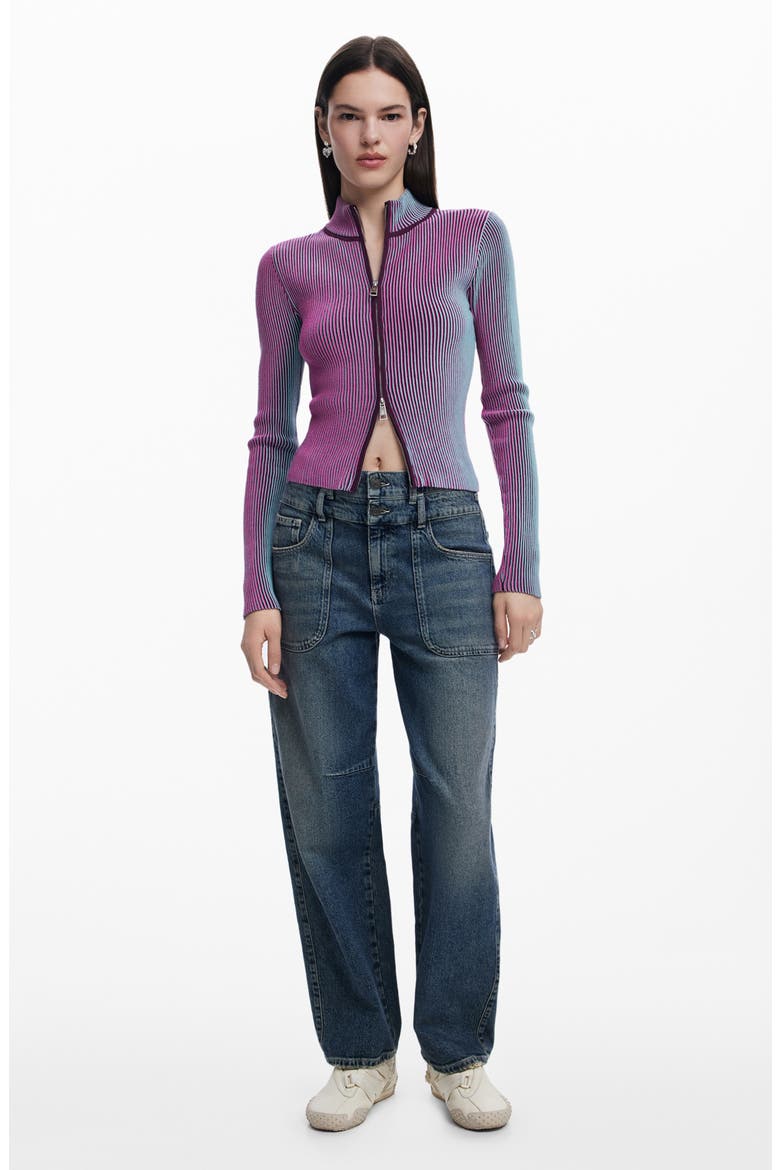 Front Zip Rib Jacket, Alternate, color, PURPLE